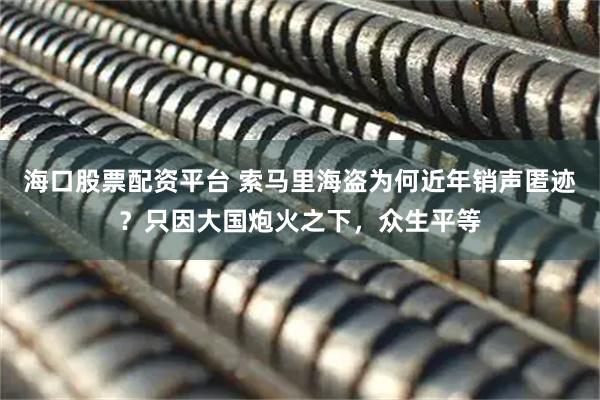 海口股票配资平台 索马里海盗为何近年销声匿迹？只因大国炮火之下，众生平等